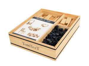 KAPLA 家族新成員！ TomTecT 可讓您使用夾子和鉸鏈進行構建，以彎曲和重塑您的創作。最齊全、用途最廣的木製遊戲盒。盒子包含 184 個 7 種不同長度的精密木製元件、60 個小鉗子、150 個大鉗子、80 個雙鉗子、30 個三聯鉗子和一本說明書。#TomTecT #Fantaskid #TomTech 500