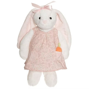 Nova 是一隻可愛又好奇的兔子，穿著粉紅色花朵連身裙，有一個胡蘿蔔口袋，耳後有一個淺粉色蝴蝶結。 海達的衣服穿脫都可以。 她朋友的名字叫海達，她穿著一件淺粉紅色的碎花洋裝。#Fantaskid #Teddykompaniet #Nova Rabbit Soft Toy #White