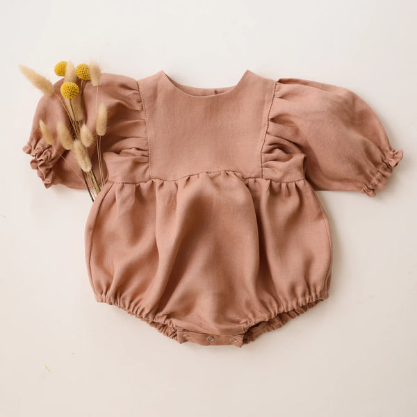 Powder Linen Puff Sleeve Bubble Playsuit - Dannie and Lilou