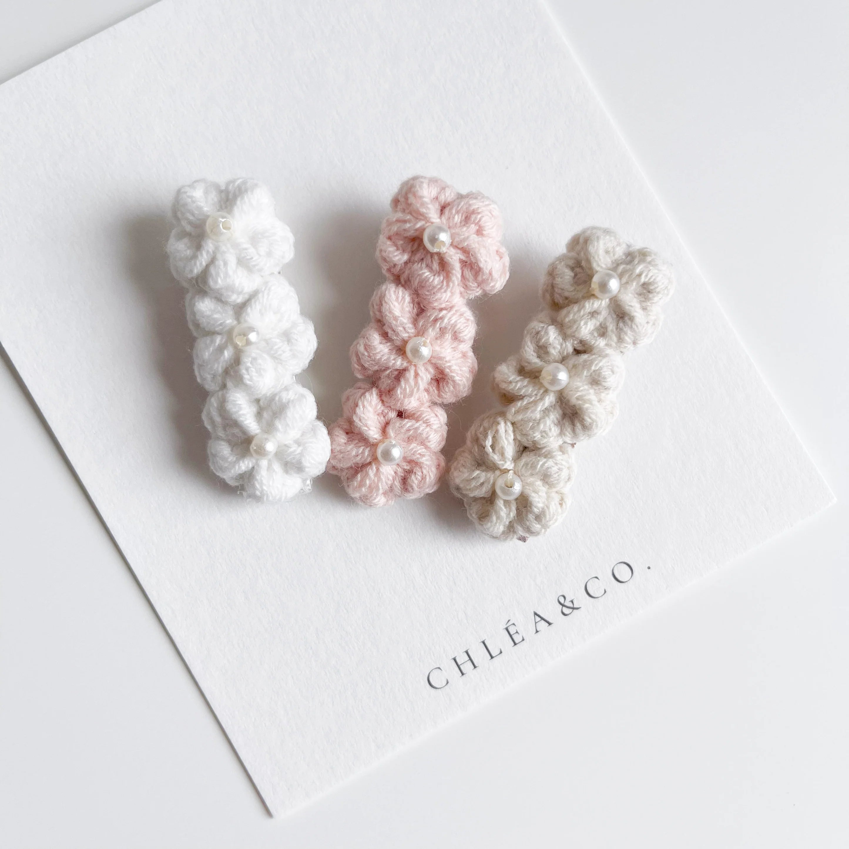 Petit Pearl 小巧珍珠手工編織髮夾 (White) - Chléa & Co