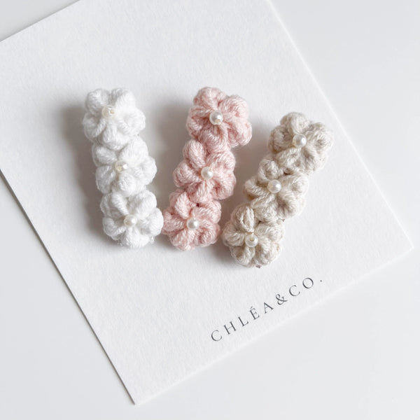 Petit Pearl 小巧珍珠手工編織髮夾 (White) - Chléa & Co