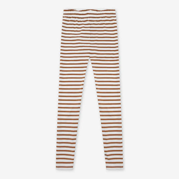 有機棉百搭長褲 焦糖餅乾條紋 - Orbasics Classic Leggings