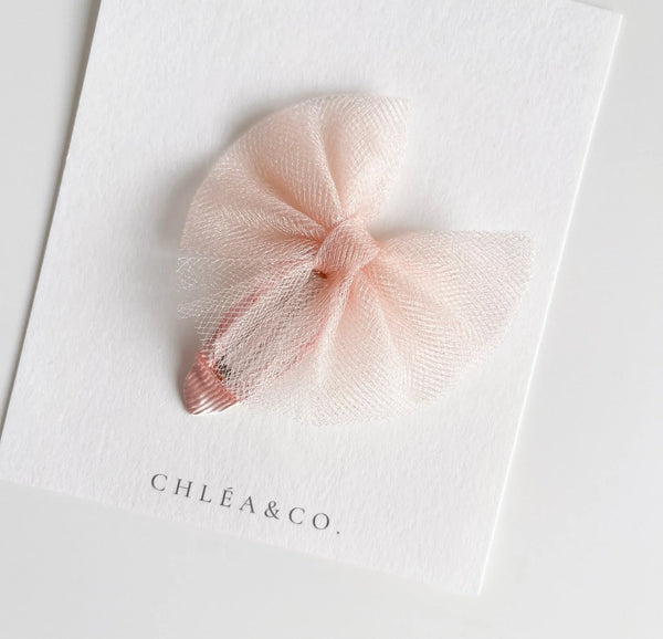 Aurora | Tulle Bow Hair Clip (Peach)