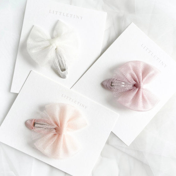 Aurora | Tulle Bow Hair Clip (White)