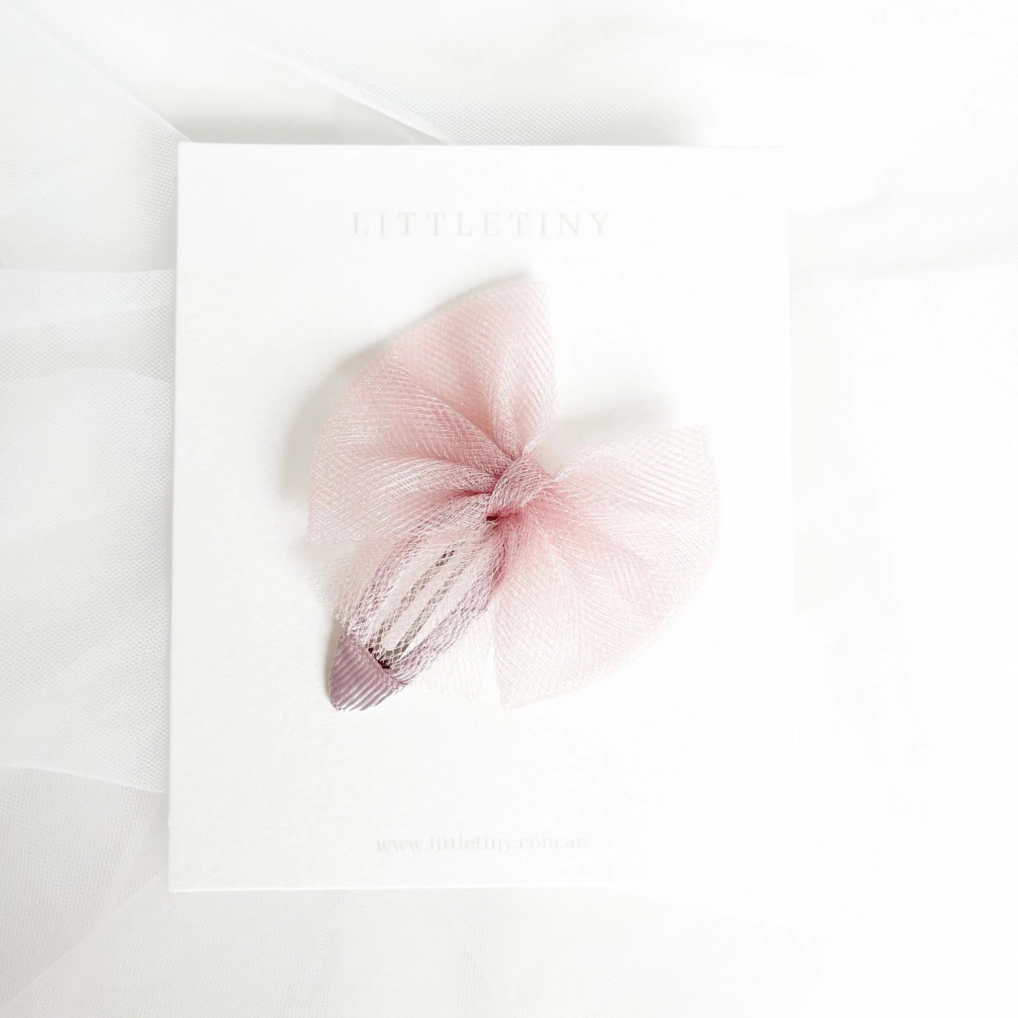 Aurora | Tulle Bow Hair Clip (Dusty Pink)