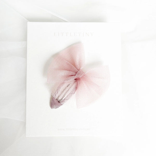 Aurora | Tulle Bow Hair Clip (Dusty Pink)