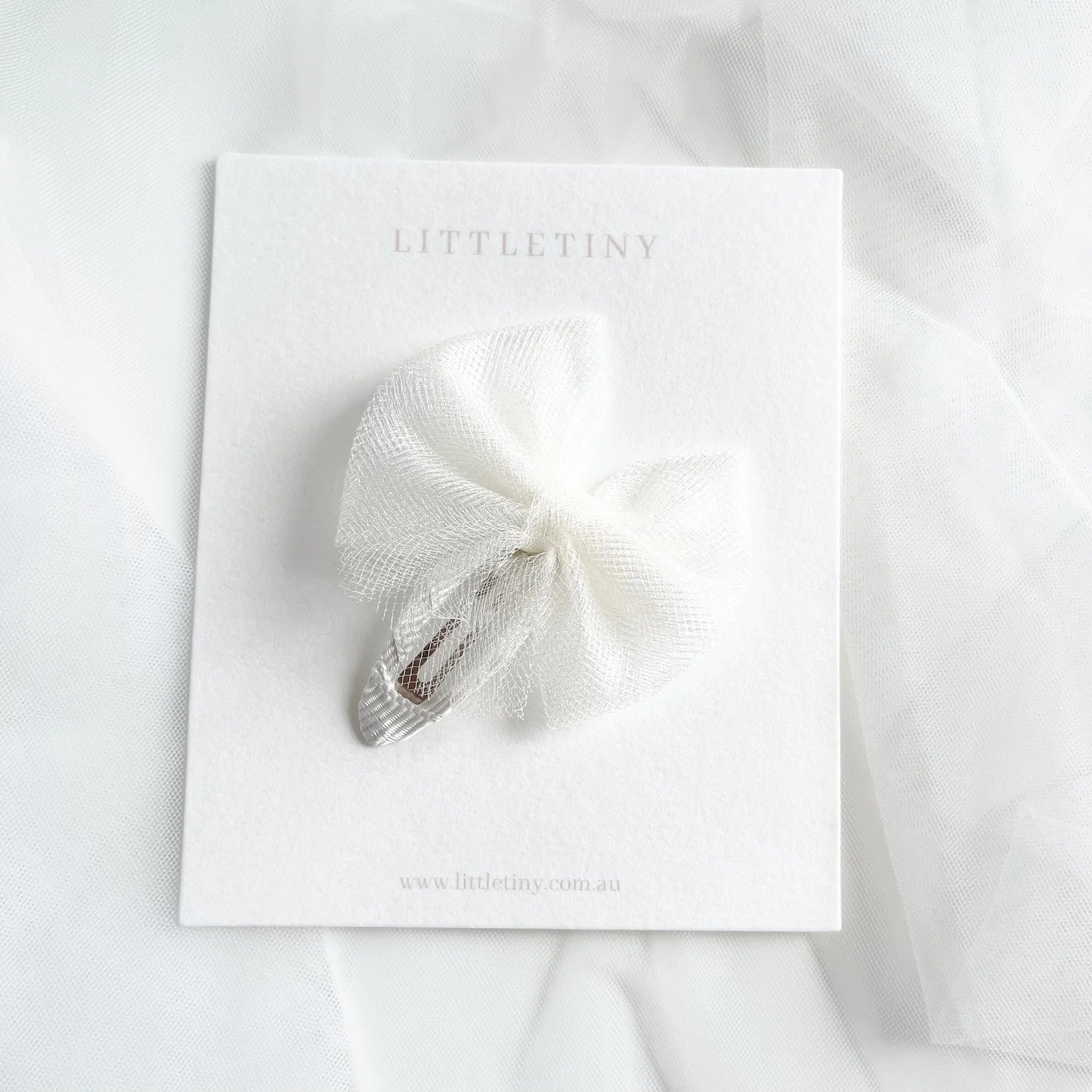 Aurora | Tulle Bow Hair Clip (White)