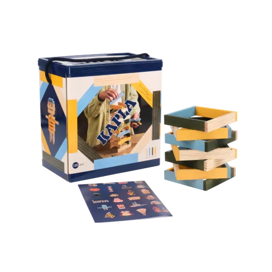 KAPLA 120 盒子包含 120 塊木板,其中包括 30 塊彩色木板。 小盒子大顏色!這是用不同種類的顏色來完善您的 KAPLA 系列並為您的結構增添對比的完美方式!我們所有的顏色都是食品級的,對小孩來說是安全的。#KAPLA #Fantaskid #KAPLA Box 120 #Light Blue, Yellow & Green