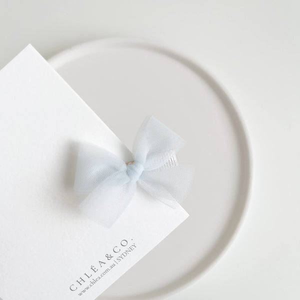 Petite Ballerina Tulle Bow Clip (Light Blue) - Chléa & Co