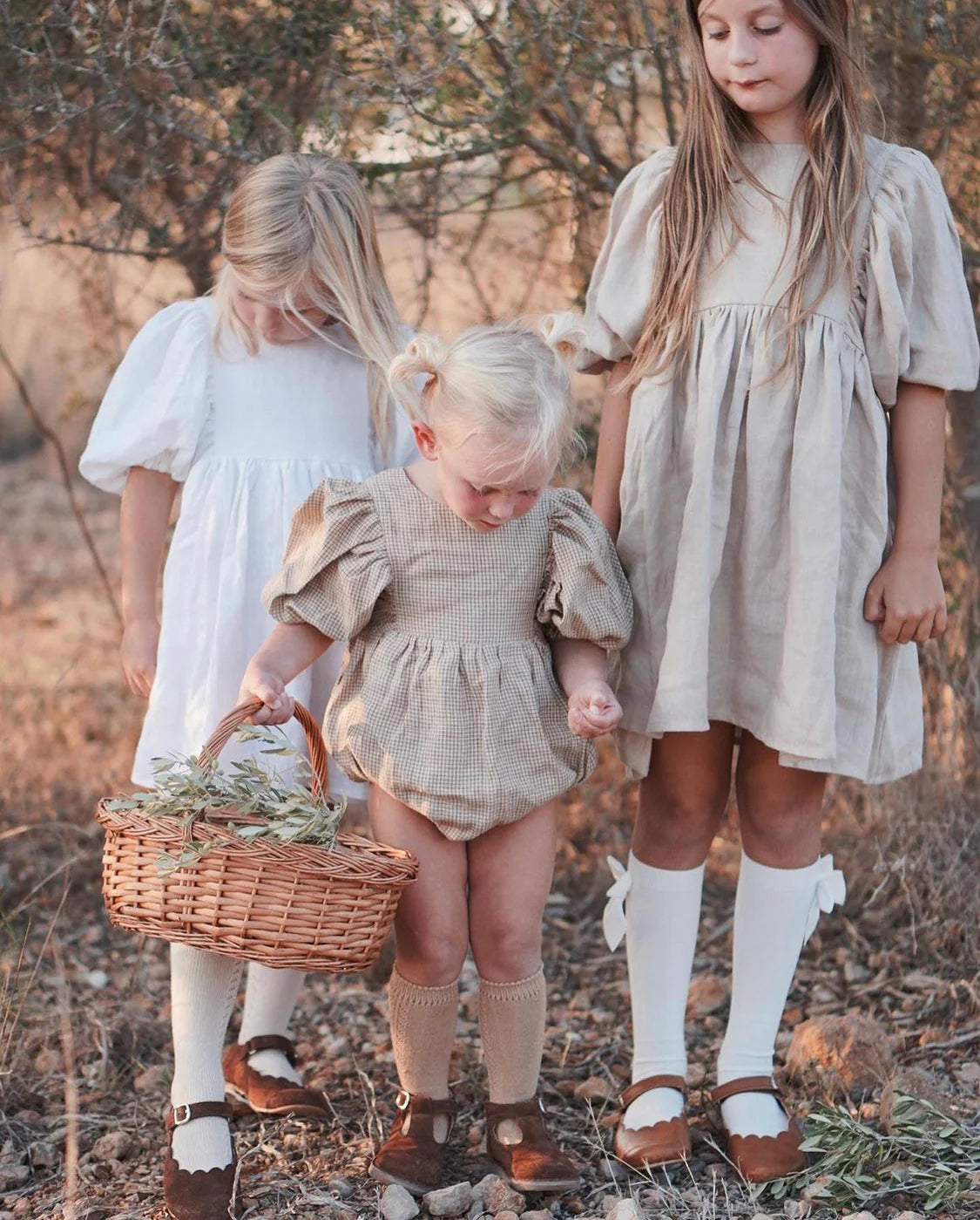 Powder Linen Puff Sleeve Bubble Playsuit - Dannie and Lilou
