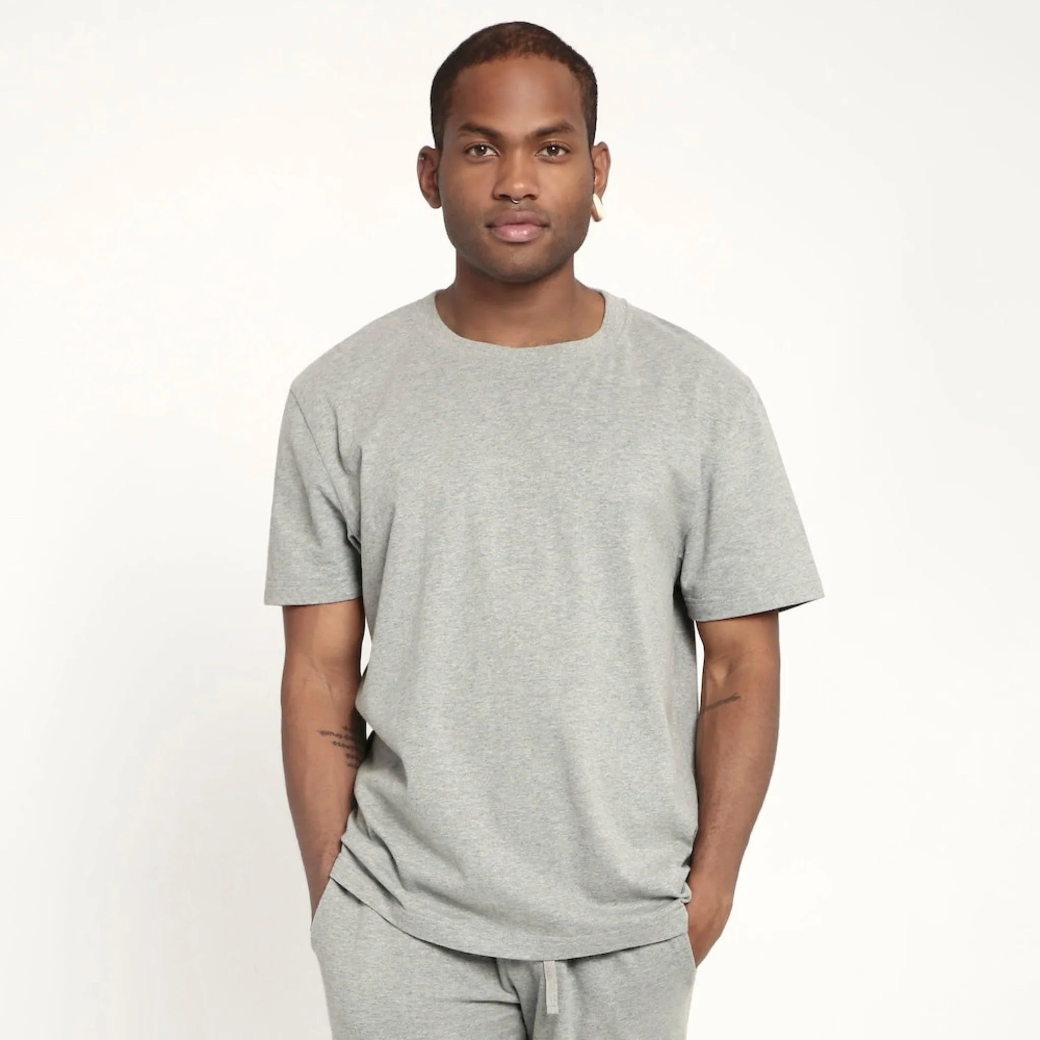 Orbasics 100%有機棉 大人款短袖 T-shirt - Grey Melange ❘ 現貨尺寸: S.M.L.XL
