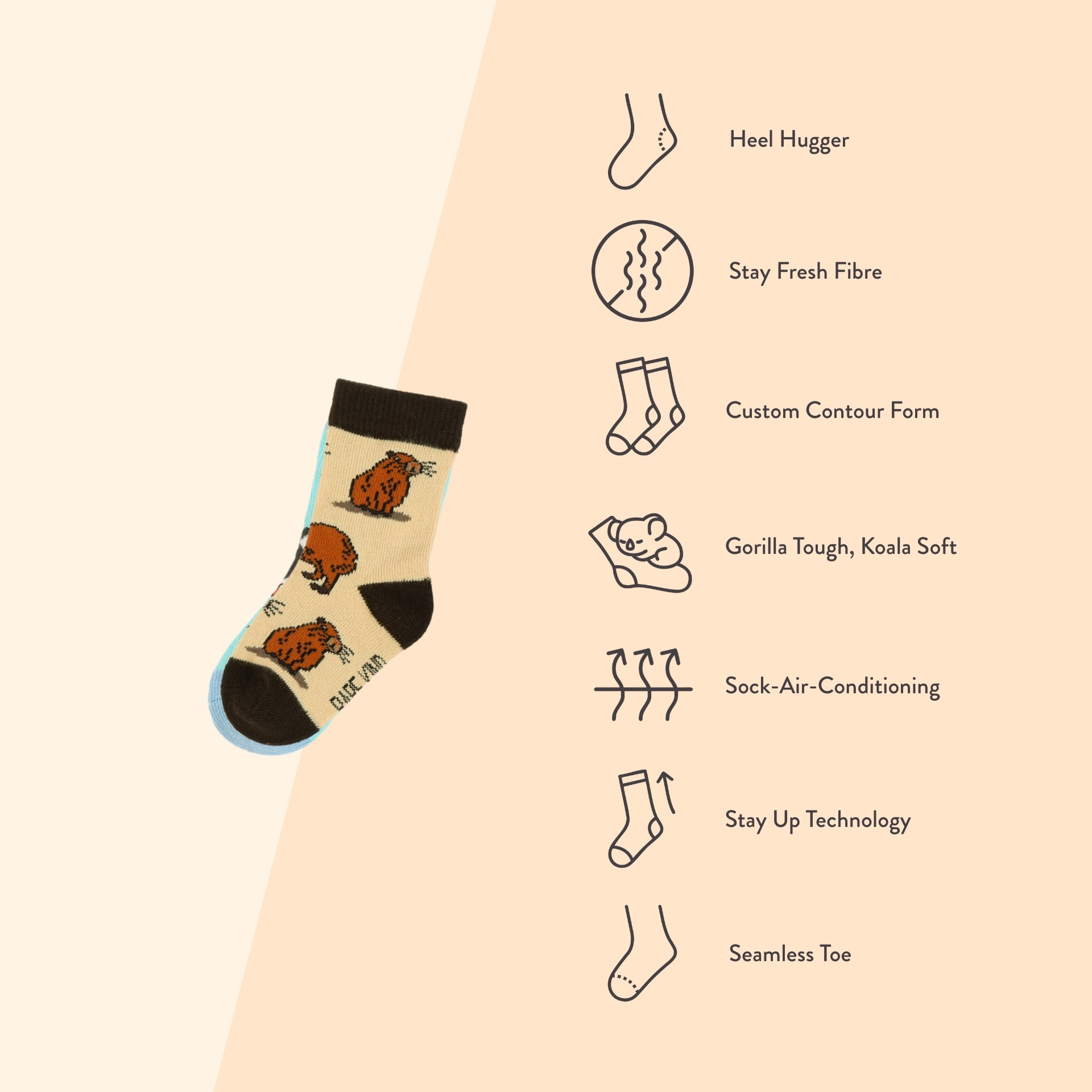 Bare Kind 竹纖維襪 - 水豚 (兒童)