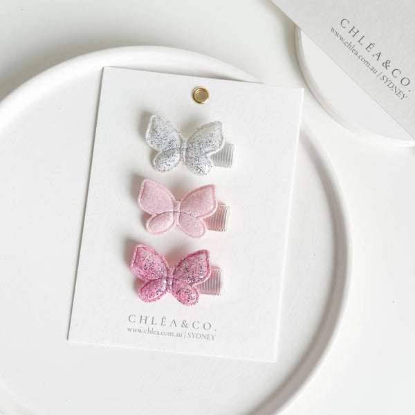Set of 3 Petite Butterfly Hair Clips 迷你蝴蝶髮夾3入組 (預購中）