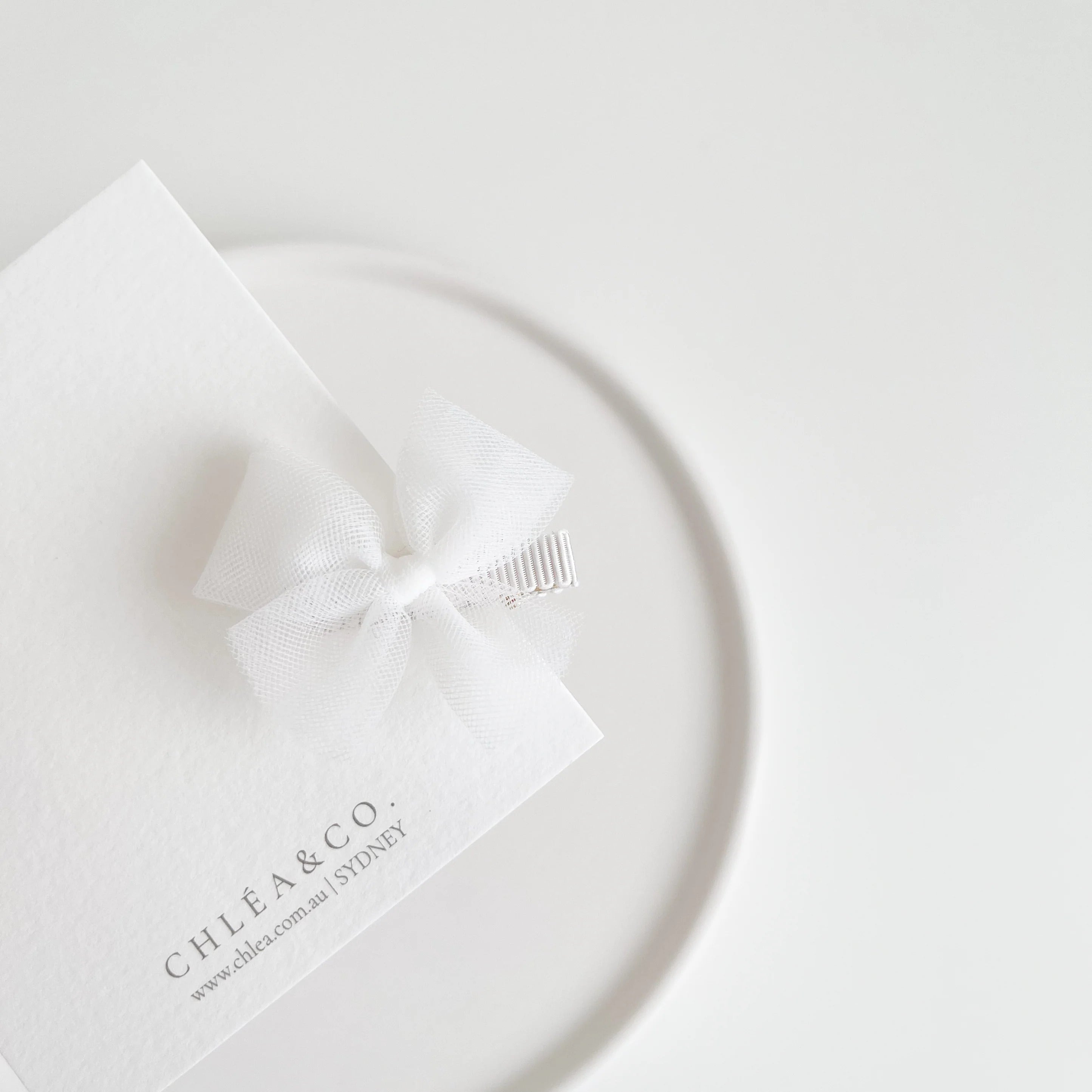 Petite Ballerina Tulle Bow Clip (White) - Chléa & Co