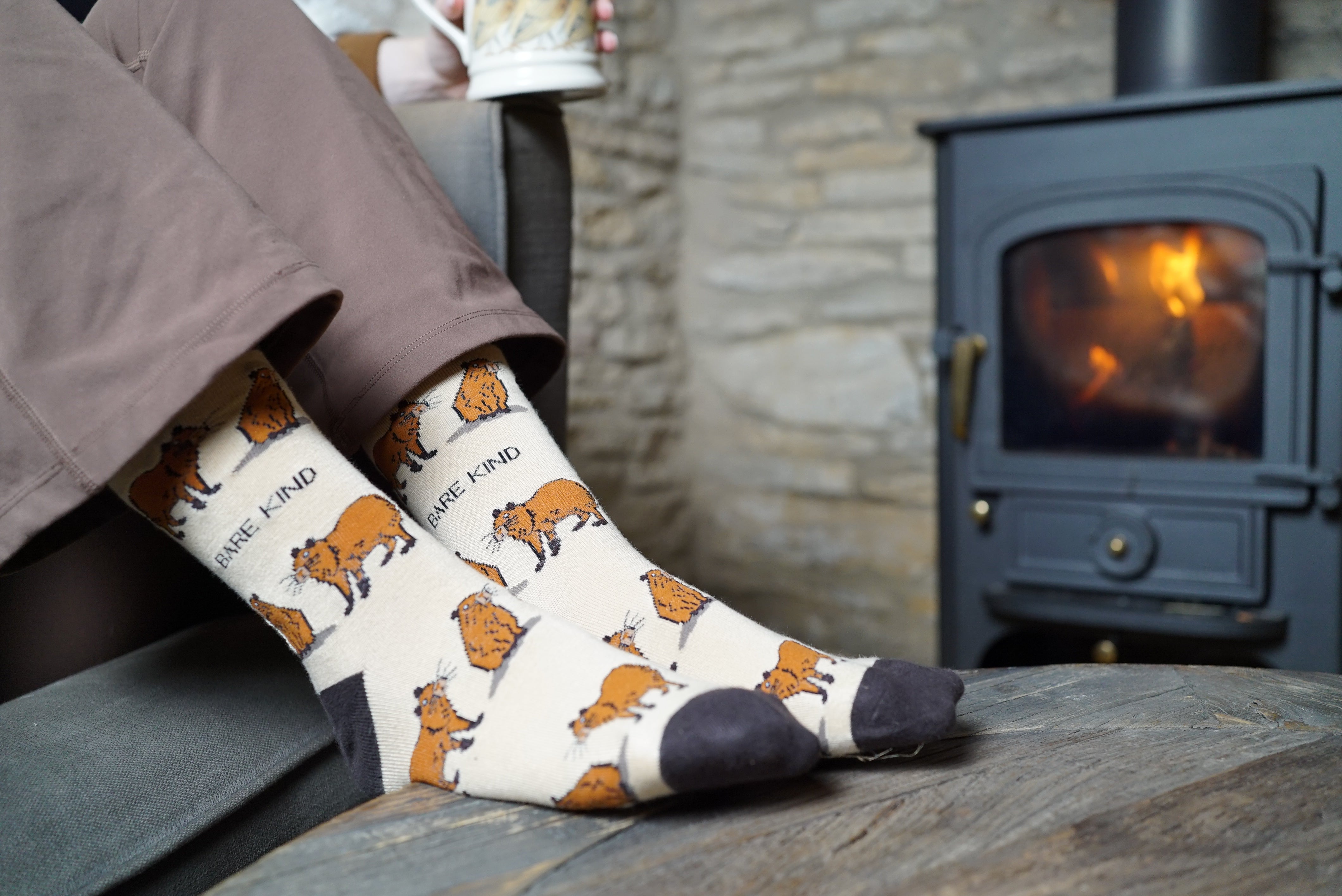 Bare Kind 竹纖維襪 - 水豚 Brown (成人)