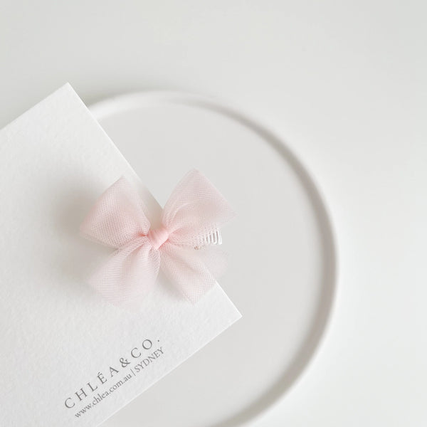 Petite Ballerina Tulle Bow Clip (Blush) - Chléa & Co