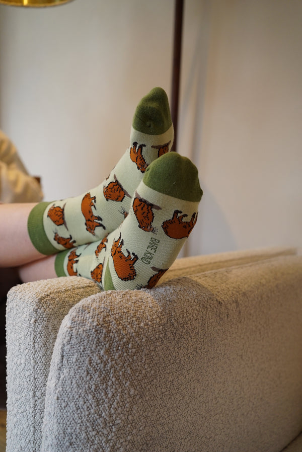 Bare Kind 竹纖維襪 - 水豚 Green (成人)