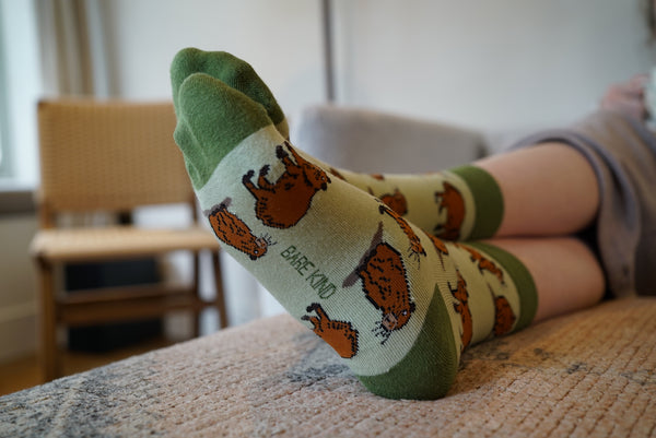 Bare Kind 竹纖維襪 - 水豚 Green (成人)