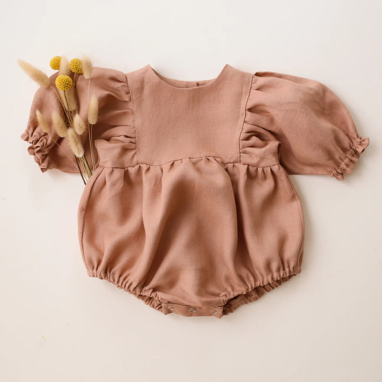 Powder Linen Puff Sleeve Bubble Playsuit - Dannie and Lilou