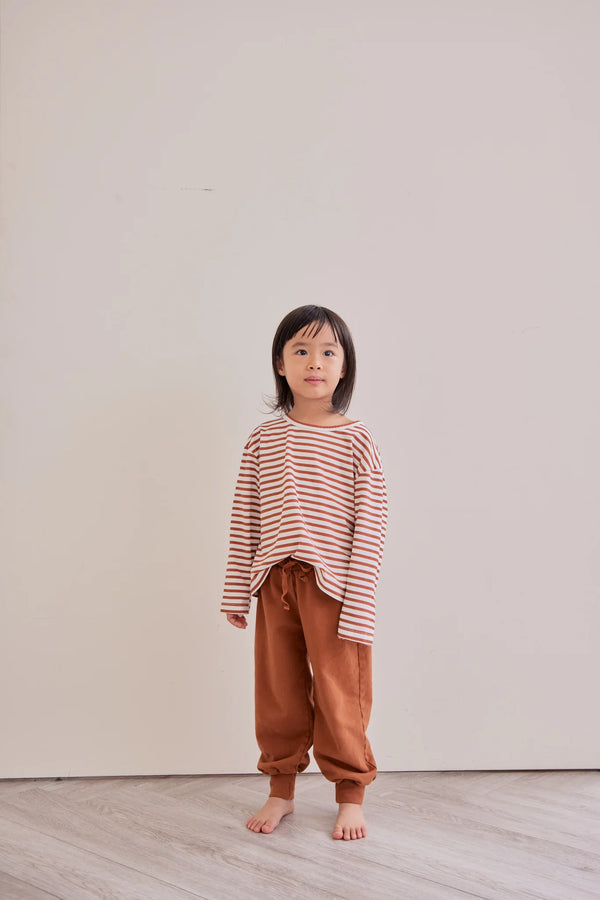 有機棉寬版條紋長袖上衣 - Orbasics Boxy Longsleeve