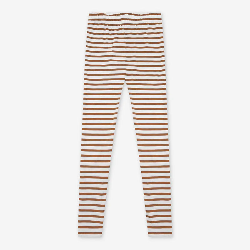 有機棉百搭長褲 焦糖餅乾條紋 - Orbasics Classic Leggings