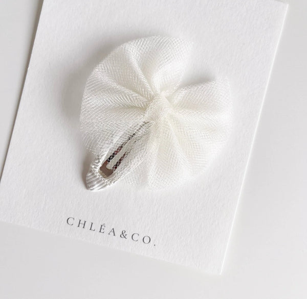 Aurora | Tulle Bow Hair Clip (White)