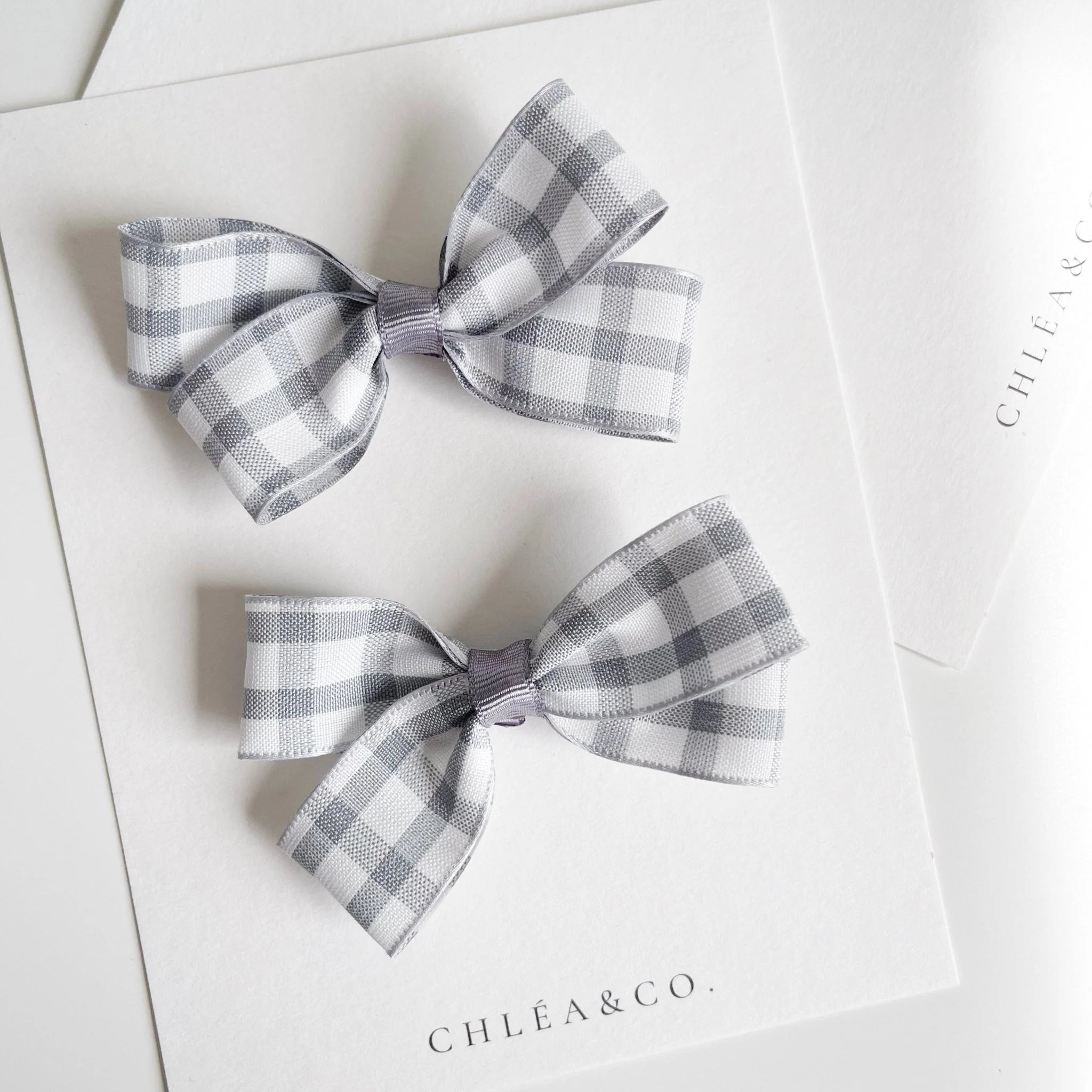 Gingham Pigtail Bow Set