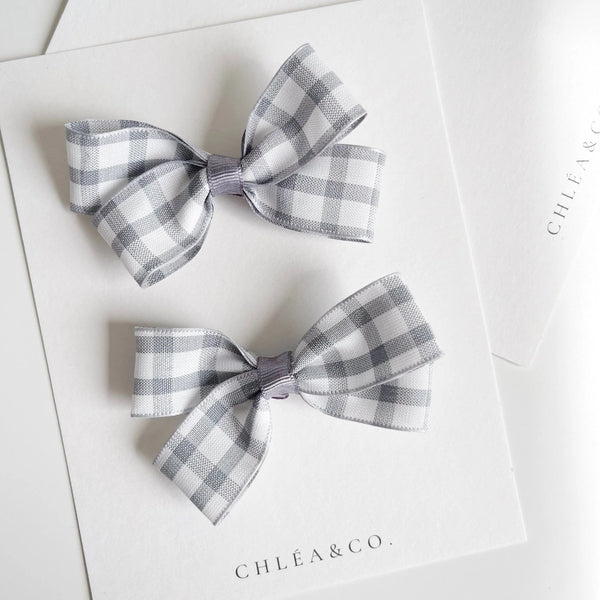 Gingham Pigtail Bow Set