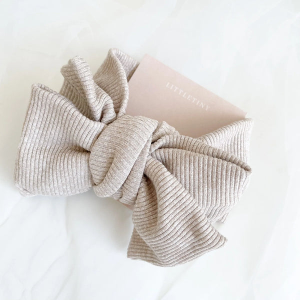 Ivory Brown Oversize Bow | Top Knot Headband