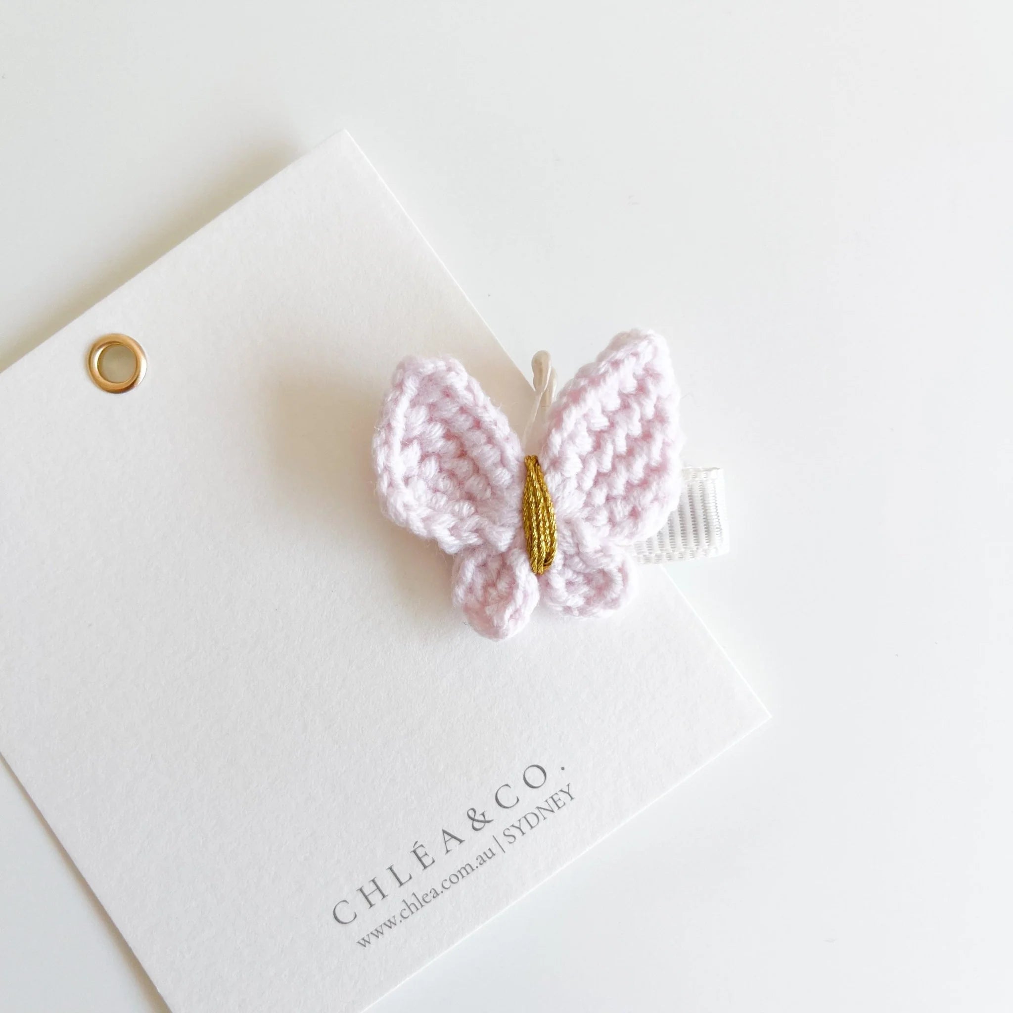 Maisie 蝴蝶手工編織髮夾 (Soft Pink) - Chléa & Co