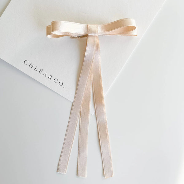 Satin Long Tail Bow | Hair Clip