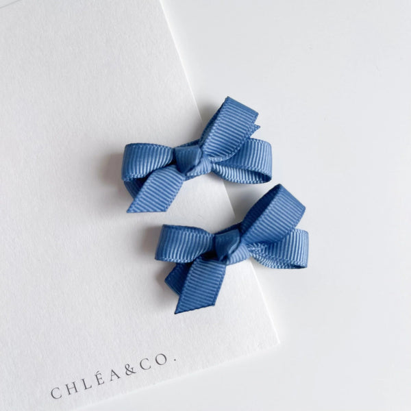 小巧蝴蝶結髮夾2入組  (Blue) - Chléa & Co (預購中)