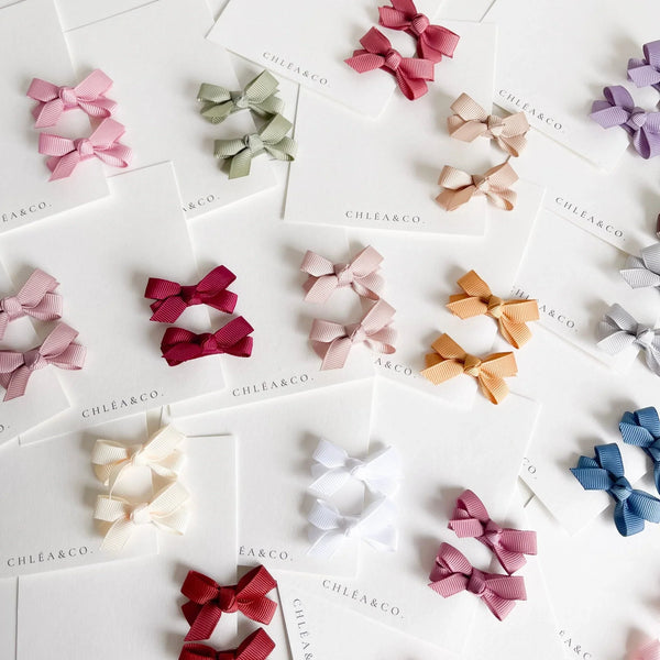 小巧蝴蝶結髮夾2入組  (Blue) - Chléa & Co (預購中)