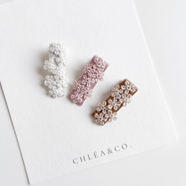 Set of 3 Petite Lace Clips