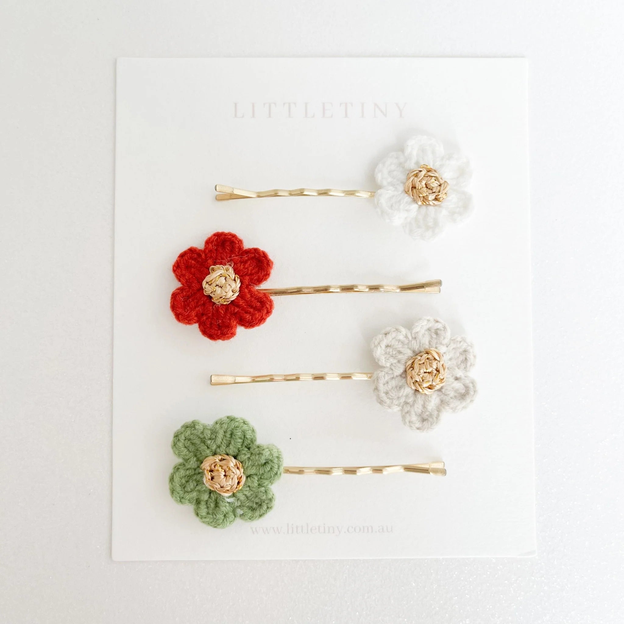 Set of 4 Christmas Flower | Crochet Hair Clip