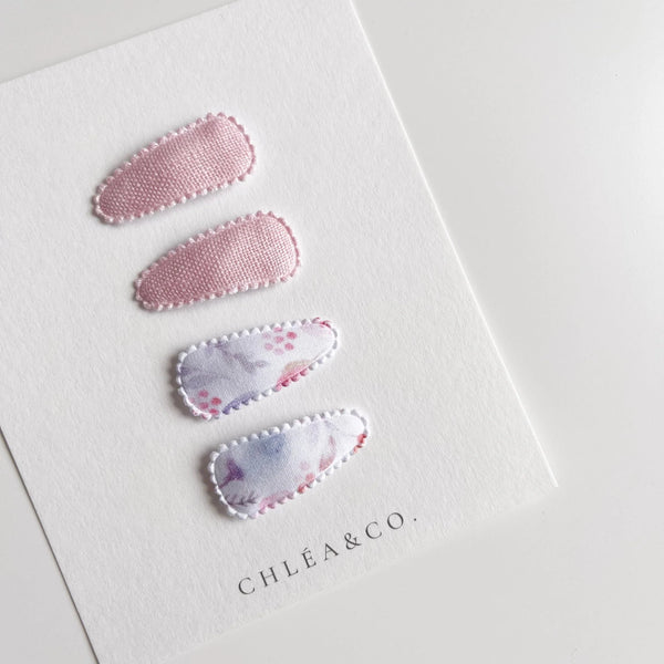 Set of 4 Petite Macaroon Bloom Snap Clip 馬卡龍小花迷你髮夾4入組