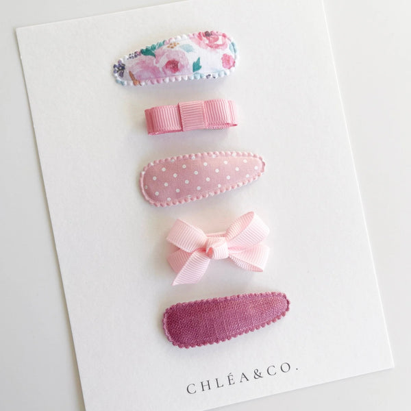 Set of 5 Pink Hair Clips 5 入組粉色系髮夾
